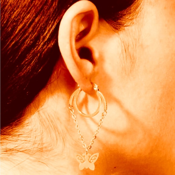 “Curlicue Butterfly” Coil Spiral Swirl Loop Twist Scroll Suspension Steel Hoops - Picture 3 of 5